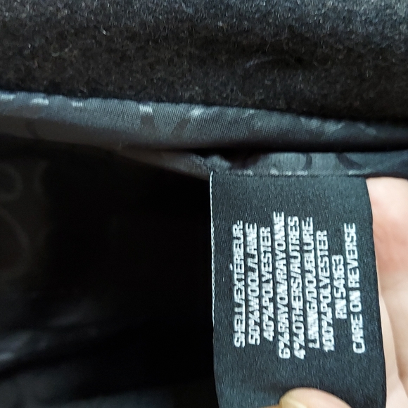 Guess Lightly Worn Ladies Size Medium Wool Coat Black/Grey Belted - Picture 8 of 13